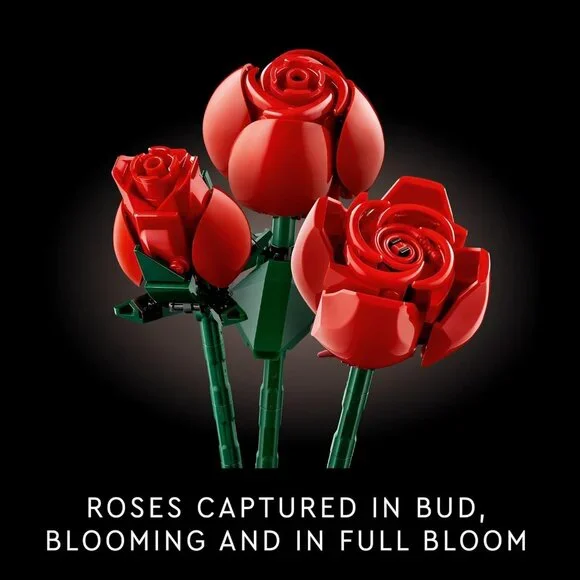 Botanicals Bouquet of Roses Artificial Flowers - Fake Red Roses Building Set for - Picture 4 of 7